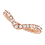 14K Gold Round Lab-Grown Diamond Accented Contour Band – 1.3-2mm Stones - Rose Gold - view 5