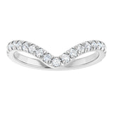 14K Gold Round Natural Diamond Accented Contour Band – 1.3-2mm Stones - White Gold - view 3