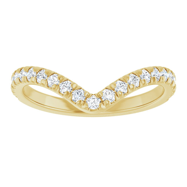 14K Gold Round Lab-Grown Diamond Accented Contour Band – 1.3-2mm Stones - Yellow Gold - view 3