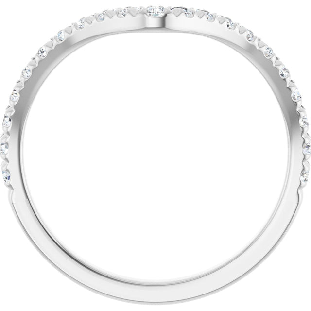 Platinum Round Natural Diamond Accented Contour Band – 1.3-2mm Stones - view 2