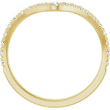 14K Gold Round Lab-Grown Diamond Accented Contour Band – 1.3-2mm Stones - Yellow Gold - view 2