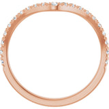 14K Gold Round Lab-Grown Diamond Accented Contour Band – 1.3-2mm Stones - Rose Gold - view 2