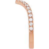 14K Gold Round Natural Diamond Accented Contour Band – 1.3-2mm Stones - Rose Gold - view 4