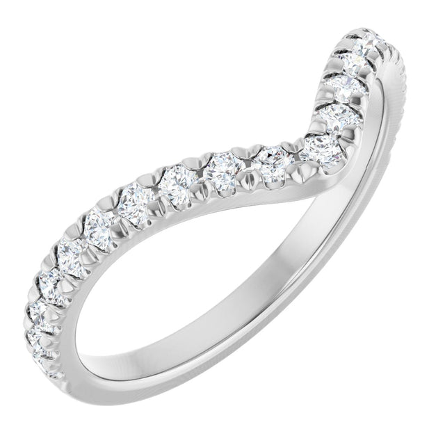 14K Gold Round Lab-Grown Diamond Accented Contour Band – 1.3-2mm Stones - White Gold