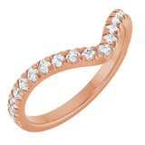 14K Gold Round Lab-Grown Diamond Accented Contour Band – 1.3-2mm Stones - Rose Gold