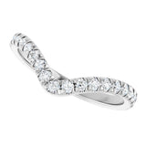 Platinum Round Natural Diamond Accented Contour Band – 1.3-2mm Stones - view 5