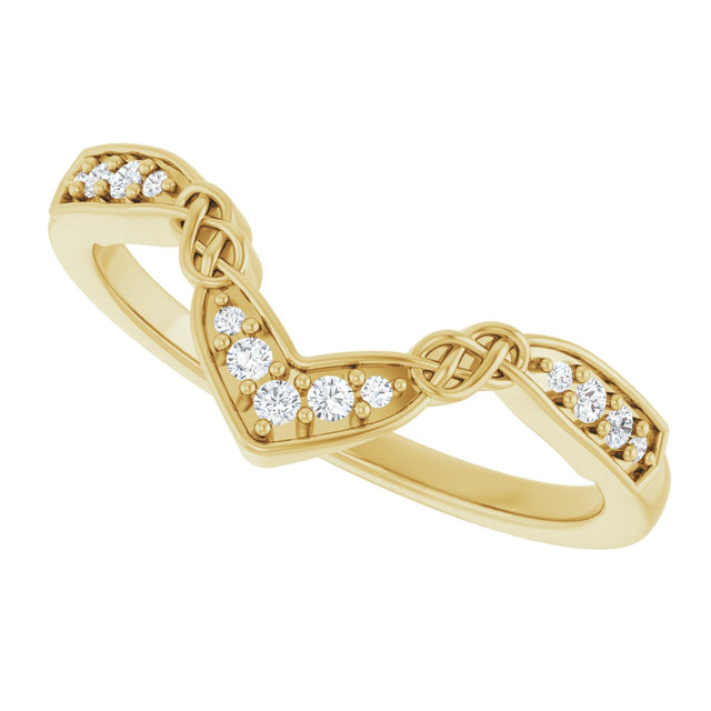 14K Gold Round Natural Diamond Celtic-Inspired Contour Band - Yellow Gold - view 5