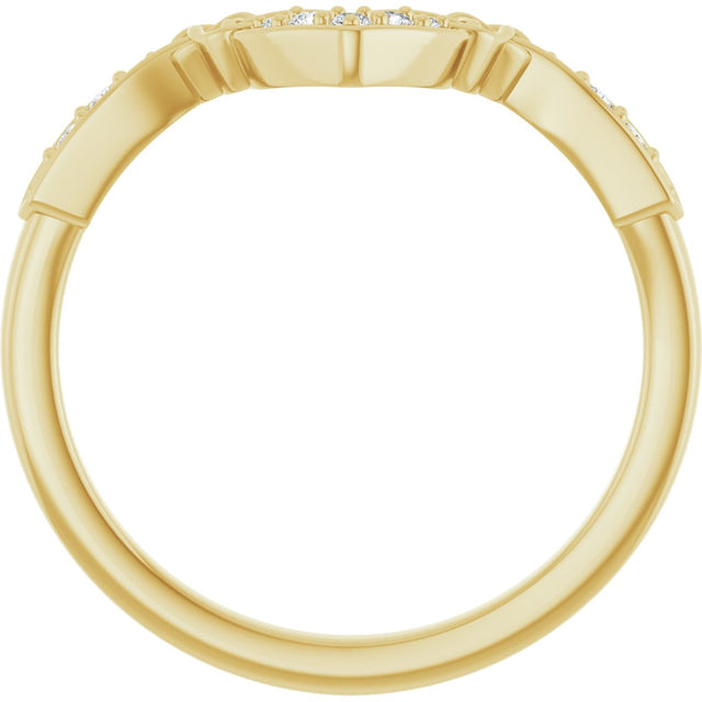 14K Gold Round Natural Diamond Celtic-Inspired Contour Band - Yellow Gold - view 2