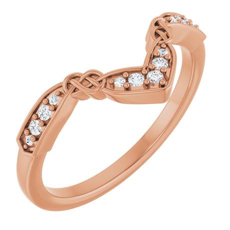 14K Gold Round Natural Diamond Celtic-Inspired Contour Band - Rose Gold