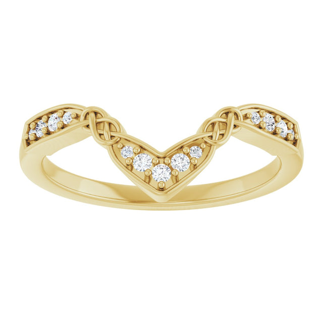14K Gold Round Natural Diamond Celtic-Inspired Contour Band - Yellow Gold - view 3