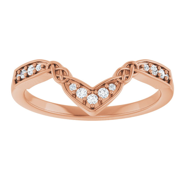 14K Gold Round Natural Diamond Celtic-Inspired Contour Band - Rose Gold - view 3