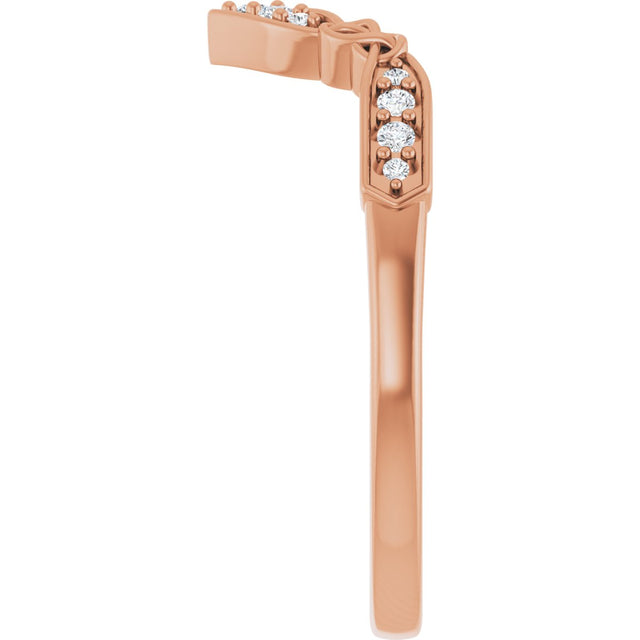 14K Gold Round Natural Diamond Celtic-Inspired Contour Band - Rose Gold - view 4
