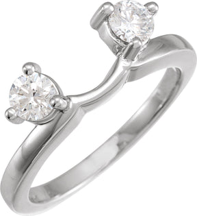 14K Gold Round Natural Diamond Wrap-Style Ring Enhancer – 3-3.9mm Stones - White Gold