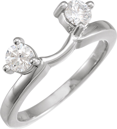 14K Gold Round Natural Diamond Wrap-Style Ring Enhancer – 3-3.9mm Stones - White Gold