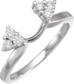 14K Gold Round Natural Diamond Wrap-Style Ring Enhancer – 2.2mm Stones - White Gold
