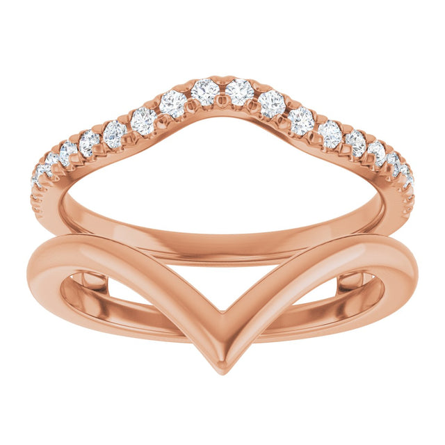 14K Gold Round Natural Diamond Accented Ring Guard – 1.5mm Stones - Rose Gold - view 3