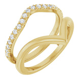 14K Gold Round Natural Diamond Accented Ring Guard – 1.5mm Stones - Yellow Gold