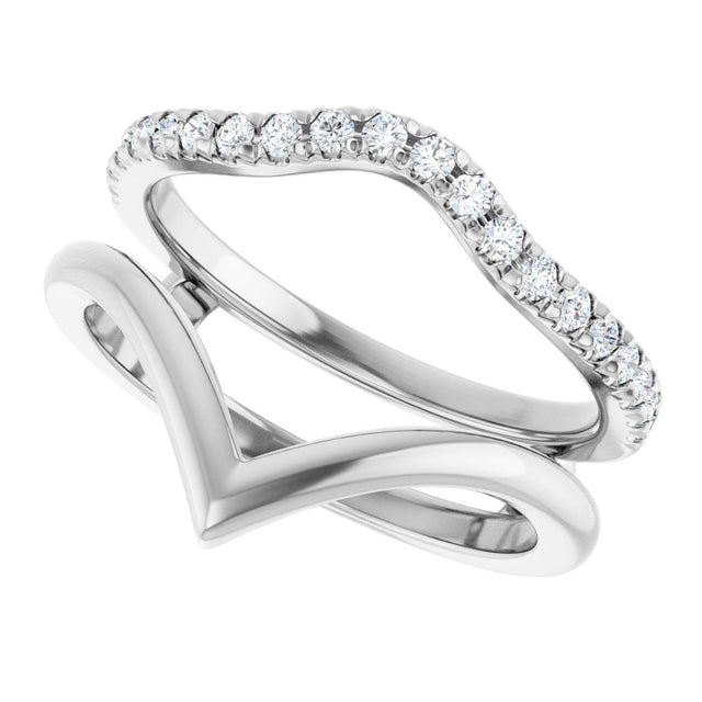Platinum Round Natural Diamond Accented Ring Guard – 1.5mm Stones - view 5