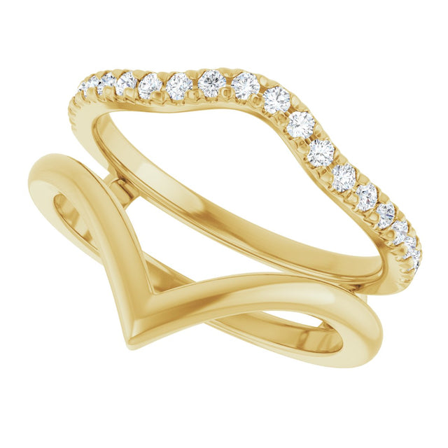 14K Gold Round Natural Diamond Accented Ring Guard – 1.5mm Stones - Yellow Gold - view 5