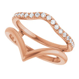 14K Gold Round Natural Diamond Accented Ring Guard – 1.5mm Stones - Rose Gold - view 5