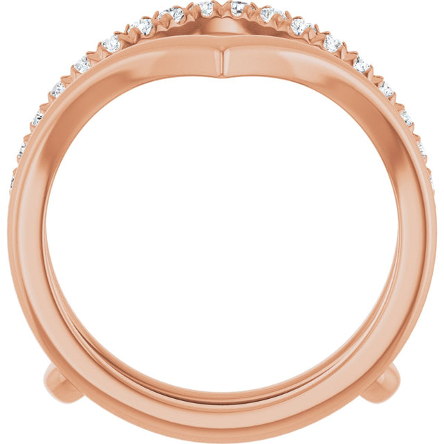 14K Gold Round Natural Diamond Accented Ring Guard – 1.5mm Stones - Rose Gold - view 2