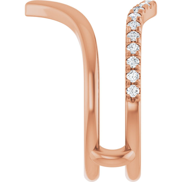 14K Gold Round Natural Diamond Accented Ring Guard – 1.5mm Stones - Rose Gold - view 4