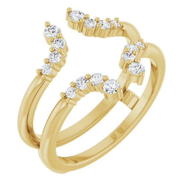 14K Gold Round Lab-Grown Diamond Accented Ring Guard – 2mm Stones - Yellow Gold