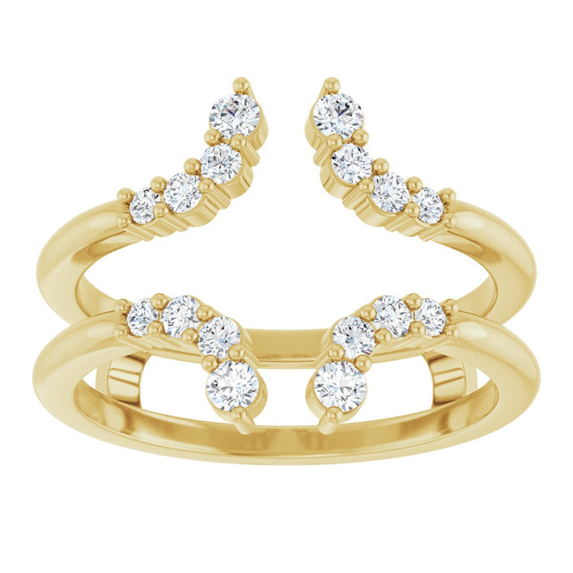14K Gold Round Natural Diamond Accented Ring Guard II - Yellow Gold - view 3