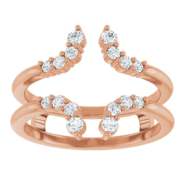 14K Gold Round Lab-Grown Diamond Accented Ring Guard – 2mm Stones - Rose Gold - view 3
