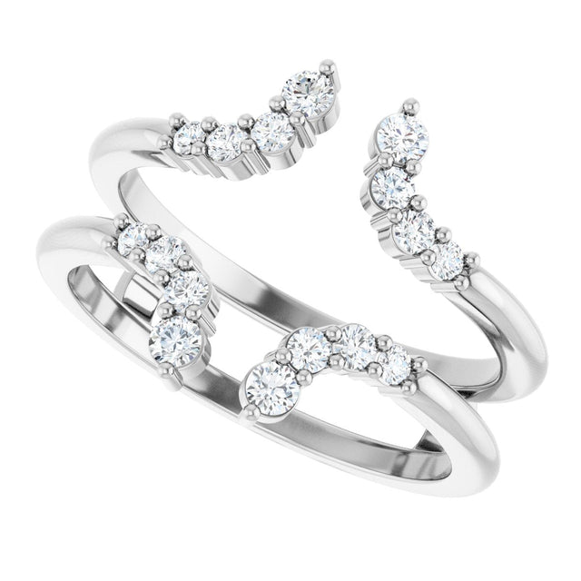 Platinum Round Natural Diamond Accented Ring Guard II - view 5