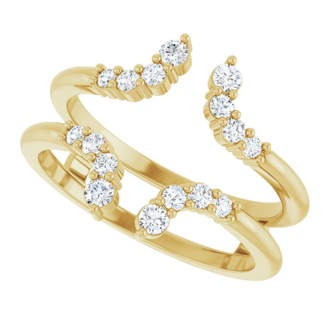 14K Gold Round Natural Diamond Accented Ring Guard II - Yellow Gold - view 5