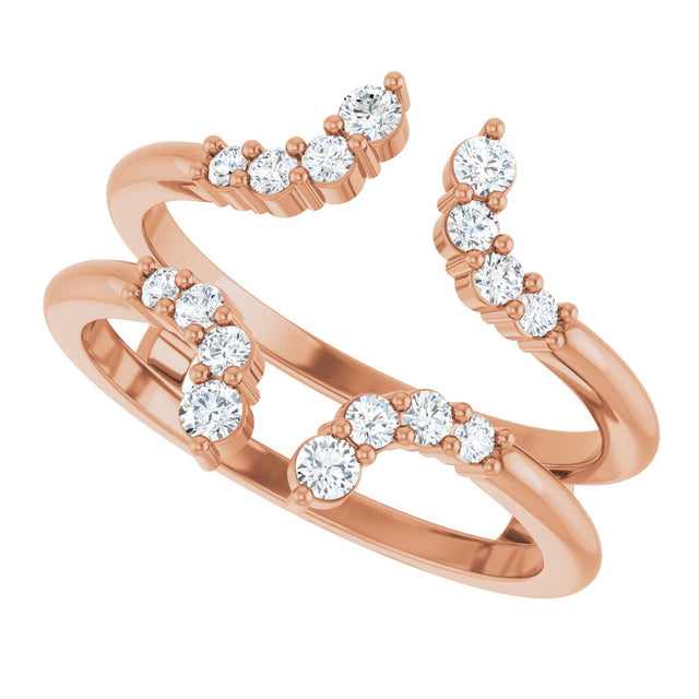14K Gold Round Lab-Grown Diamond Accented Ring Guard – 2mm Stones - Rose Gold - view 5