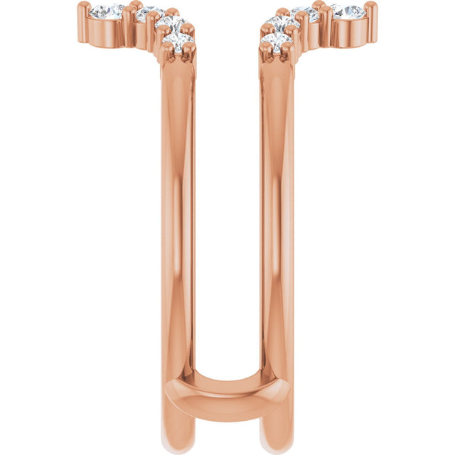 14K Gold Round Lab-Grown Diamond Accented Ring Guard – 2mm Stones - Rose Gold - view 4