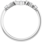 Platinum Round Lab-Grown Diamond Floral Contour Band - view 7