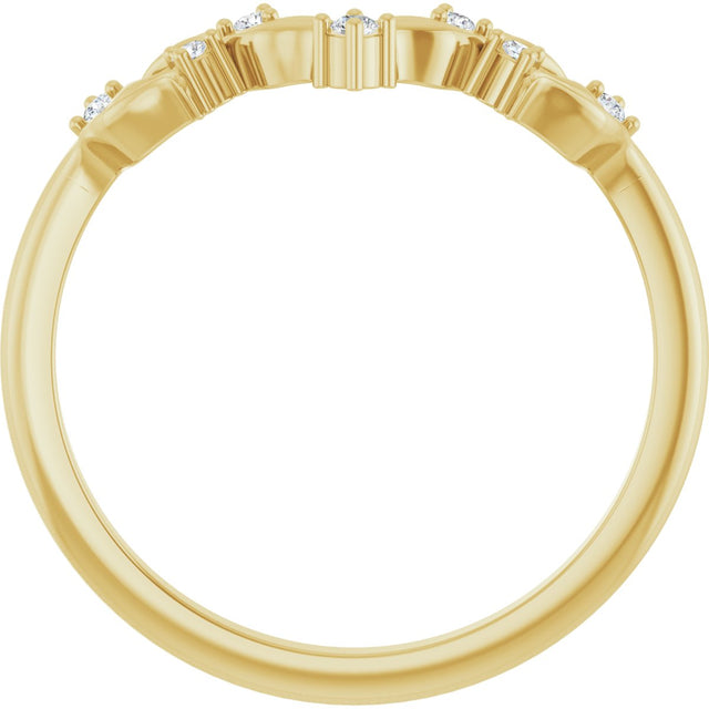 14K Gold Round Natural Diamond Floral Contour Band - Yellow Gold - view 7