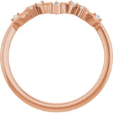 14K Gold Round Natural Diamond Floral Contour Band - Rose Gold - view 7