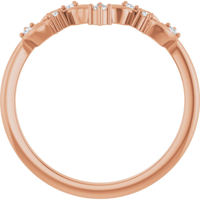 14K Gold Round Natural Diamond Floral Contour Band - Rose Gold - view 7