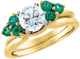14K Gold Round Natural Emerald Wrap-Style Ring Enhancer - view 3