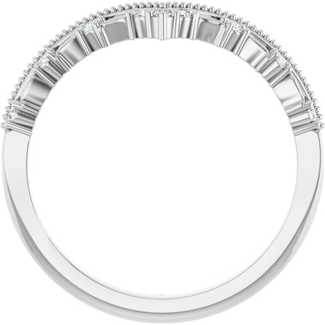 Platinum Round Lab-Grown Diamond Contour Band – 1.3mm Stones - view 2