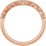 14K Gold Round Natural Diamond Contour Band – 1.3mm Stones - Rose Gold - view 2