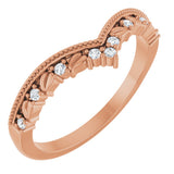 14K Gold Round Lab-Grown Diamond Contour Band – 1.3mm Stones - Rose Gold