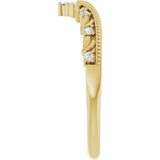 14K Gold Round Natural Diamond Contour Band – 1.3mm Stones - Yellow Gold - view 4