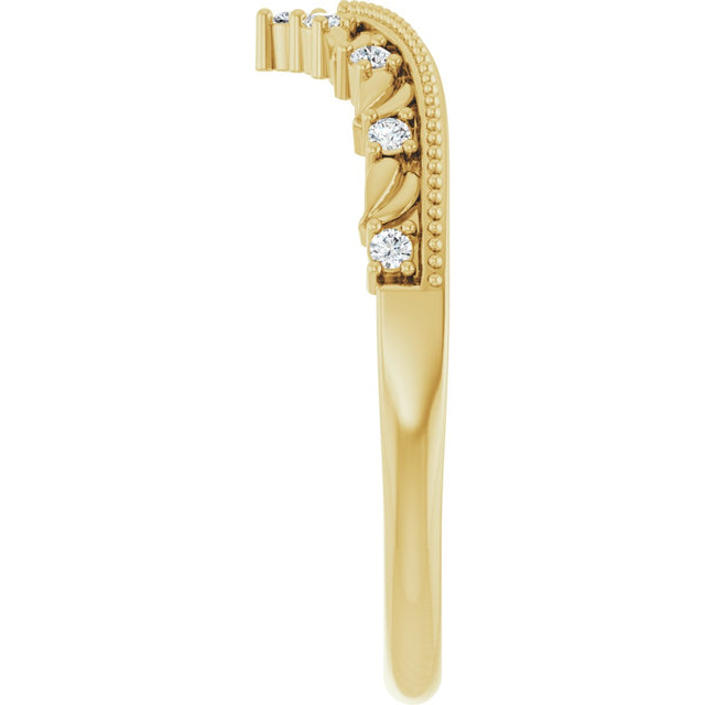14K Gold Round Lab-Grown Diamond Contour Band – 1.3mm Stones - Yellow Gold - view 4