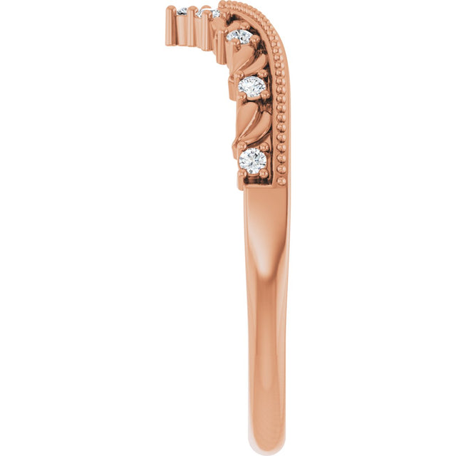 14K Gold Round Lab-Grown Diamond Contour Band – 1.3mm Stones - Rose Gold - view 4