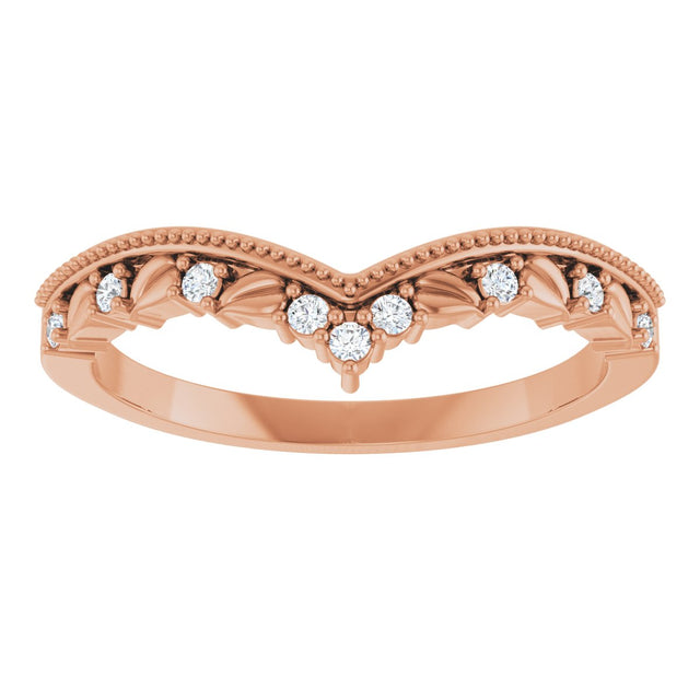 14K Gold Round Lab-Grown Diamond Contour Band – 1.3mm Stones - Rose Gold - view 3