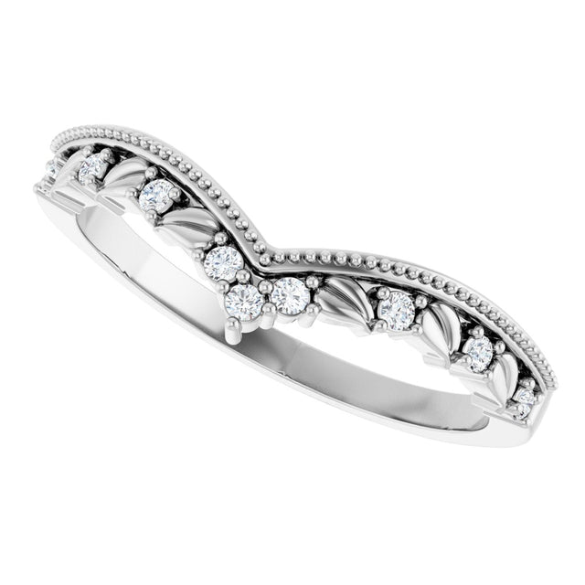 14K Gold Round Lab-Grown Diamond Contour Band – 1.3mm Stones - White Gold - view 5