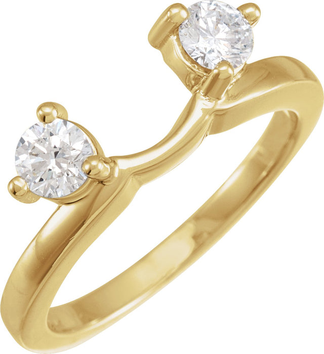 14K Gold Round Natural Diamond Wrap-Style Ring Enhancer – 3-3.9mm Stones - Yellow Gold