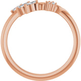 14K Gold Marquise Natural Diamond Contour Band II - Rose Gold - view 2