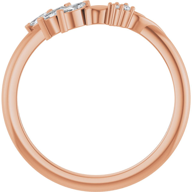 14K Gold Marquise Natural Diamond Contour Band II - Rose Gold - view 2
