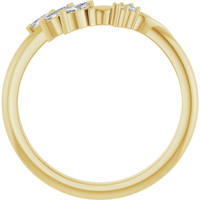 14K Gold Marquise Lab-Grown Diamond Contour Band – 3.75x1.75mm - Yellow Gold - view 2